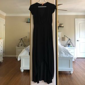 Aritzia High Low Black Faux Wrap Dress